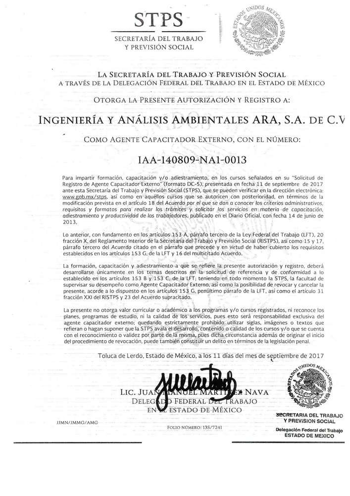 Registro STPS como Agente Capacitador Externo DC-5 (IAA-140809-NA1-0013)